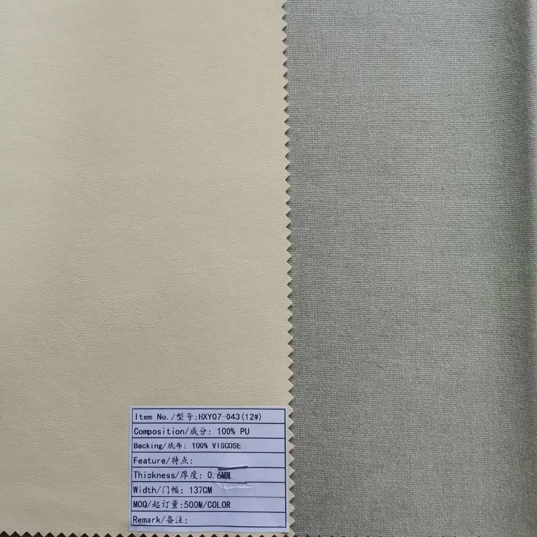 High Quality Synthetic PU Leather with Viscose Backing Fabric for Garment