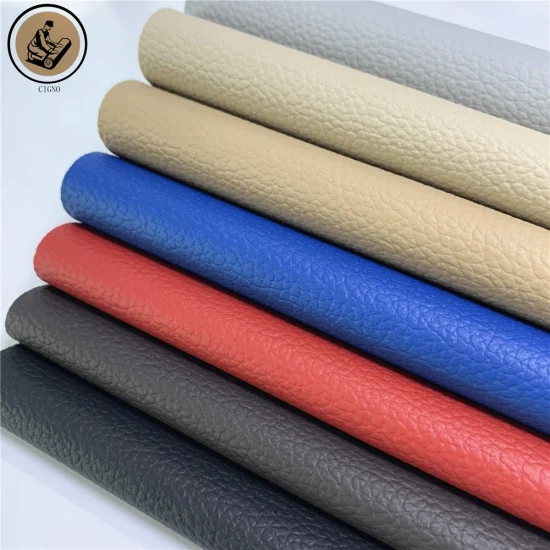 Duradero Resistente al fuego Resistente al desgaste Clásico Patrón de grano de Litchi PVC / PU Vinilo Cuero sintético para la cubierta del asiento del automóvil Interior del automóvil Automotriz Eco